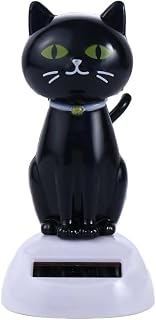 Black Cat Car Dashboard Decorations, Paste Shaking Head Car Mirror Dashboard Decor for Interior Home Office Desk Decoration Automobile Accessories