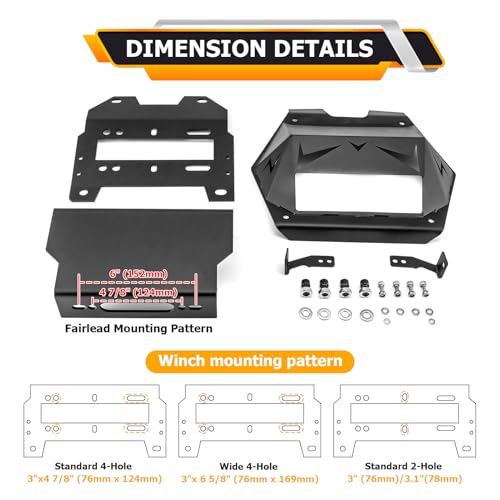 WeiSen Winch Mount Plate Bracket with 6\" (152MM) Winch Roller Fairlead Cable Guide Compatible with Polaris RZR Pro Turbo R 4 2022-2024 - Thumbnail 4
