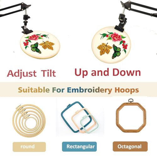 Image of Rotated Cross Stitch Stand Embroidery Hoop Holders Cross Stitch Holder Stand Metal Lap Embroidery Stand Lap, Hand Embroidery Hoop Stand Lap Suitable for Cross Stitch Kit and Embroidery Frame