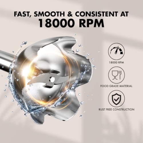Image of Sujata Blendstick Hand Blender | 600W Powerful Motor | Dual Speed Control | Stainless Steel Immersion Blender | 18000 RPM | Detachable Stick | Ergonomic Design | Black