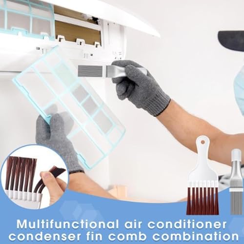 Reiniger für Klimaanlage- Reinigungsset, Staubentfernungswerkzeug mit rutschfestem Griff- Reinigungsbürste für Klimaanlagenwärmetauscher | Haus, Wohnung, Mietwohnung, Küche-4