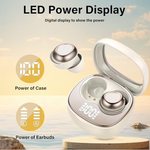Image of Wireless Earbuds, Hybrid ANC 40dB Noise Cancelling Headphones, 45H Playtime, Bluetooth 5.4, 10mm Drivers with 5 EQ, ENC Dual Mic, IPX7 Waterproof, Transparent Mode, Digital Battery Display White