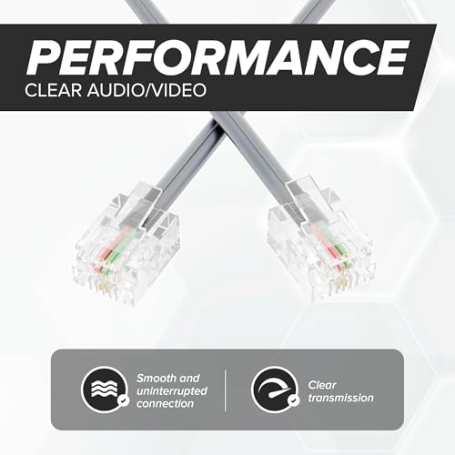 THE CIMPLE CO 50 FT Phone Cord for Landline - Modular Phone Line Cord for Fax, Printer, AIO, and Office Machines - 2 Conductor (2 Pin, 1 Line) Telephone Cable Extension 50 Feet (15 Meters), Grey - Thumbnail 5