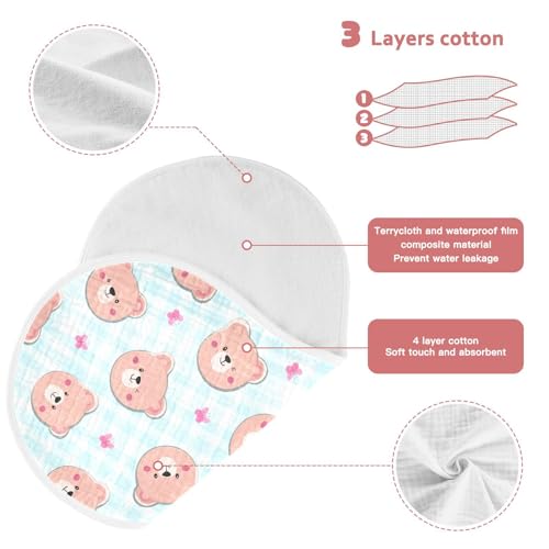 Checkered Bear Muslin Baby Burp Cloths - Super Absorbent and Soft Burping Rags - Cotton Burp Clothes Set for Boys and Girls, 1 Pack3