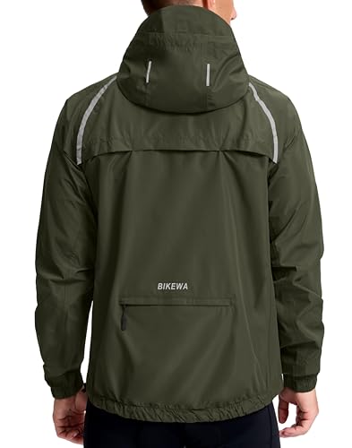 Image of Bikewa Men's Cycling Rain Jackets Waterproof Running Bike Windbreaker Lightweight Packable Hooded Jacket