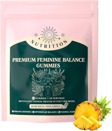 Gomitas de equilibrio femenino de alta calidad, para la salud y el bienestar de las mujeres, apoyo inmunológico, veganas, sin gluten y halal, piña hawaiana, 60 gomitas (30 porciones)