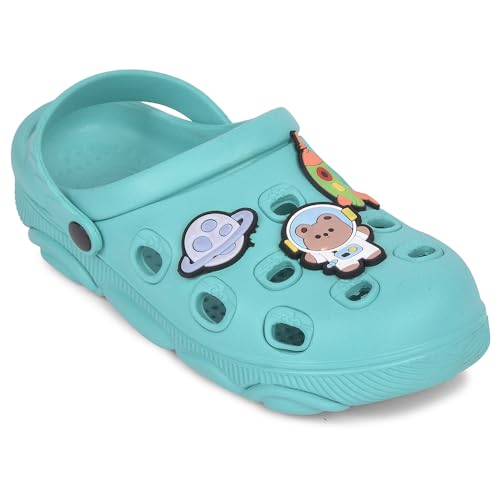 Image of Liberty Lucy&Luke LPMXT-K834 Kids Clogs for Boys & Girls - Beige, Blue & Green | Lightweight Slip-On Clogs | Durable & Soft EVA Sole | Comfortable & Breathable Sandals for Walking - Cushioned Footbed