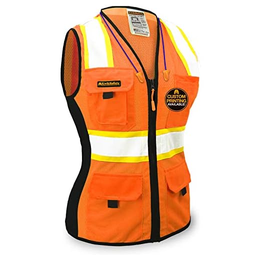 KwikSafety (Charlotte, NC) FIRST LADY Class 2 Fitted Safety Vest for Women High Visibility Reflective Heavy Duty Mesh Pockets Zipper HiVis ANSI OSHA Construction Work Female | Orange Medium