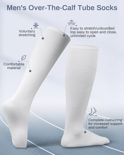 Shihanee 50 Pairs Men Knee Socks High Over the Calf Softball Long Field Hockey Socks Size 10-13 Tube for Sports3