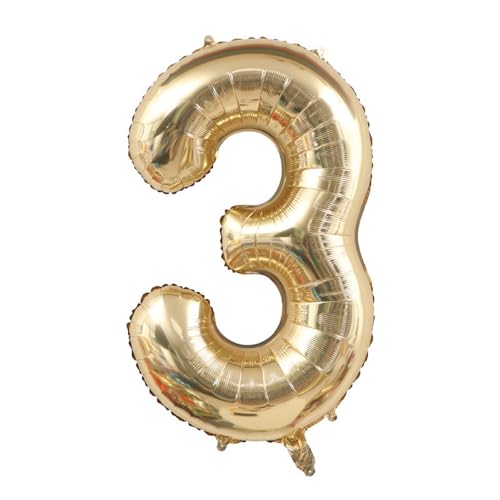 Alaoo Foil Ballons,Numéro 3 Ballons Fête Grands 40pouces,Ballon Anniversaire Pour Femmes Filles Enfants Pour Décoration Fête à Thème Doré Remise...