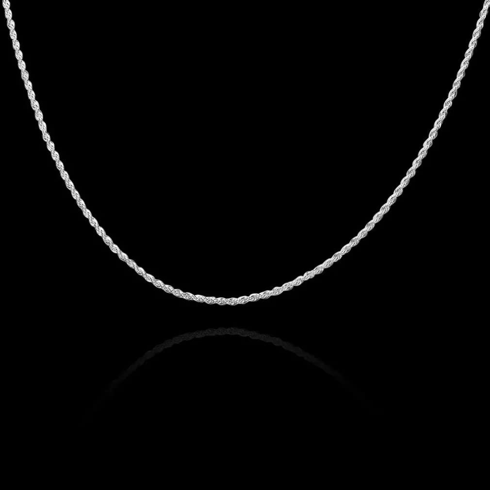 Catena di Corda da 2 mm per Collana con Ciondolo Collana con Catena Intrecciata da 40-60 cm con Gioielli in Argento Sterling 925 da Donna e da Uomo