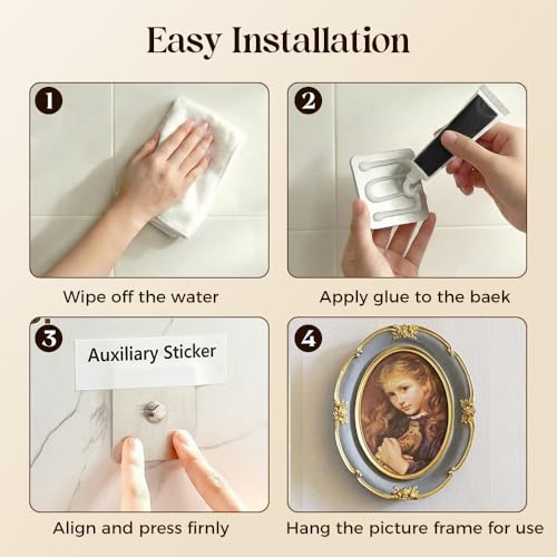 Image of Drill Free Adhesive Hooks,Picture Hangers Without Nails,Adhesive Wall Mount Screw Hooks for Hanging,Nail Free Wall Hangers for Kitchen,Bathroom (Steel /6PCS, Spike Diameter 7mm)