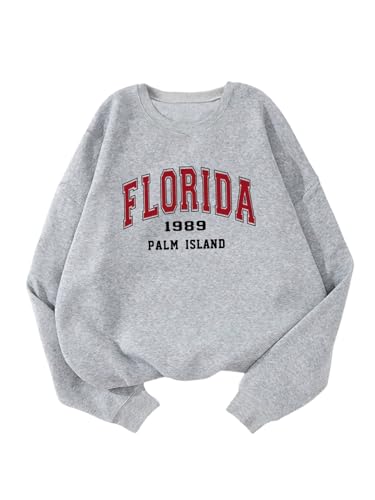 Milumia Girl's Letter Graphic Sweatshirt Crew Neck Long Sleeve Casual Pullover Tops