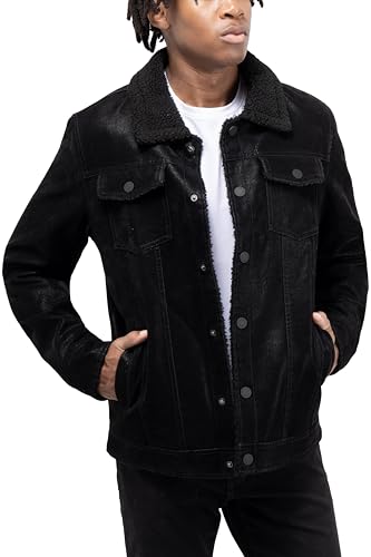Image of X-Ray Men's Slim Fit Faux-Leather Moto Jacket with Removable Hood