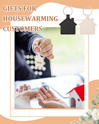 Image of Home Keychain Bulk PU House Shaped Keychain New Home House Warming Gifts for Real Estate Family