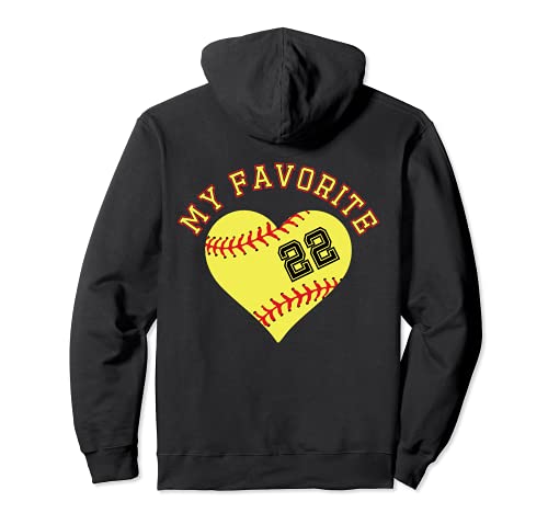 Softball Player 22 Jersey Outfit No #22 Sports Fan Pullover Hoodie, Black