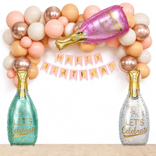 Image of Champagne Theme Birthday Decoration Balloons Kit, Pack of 44 Pcs
