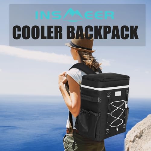 Image of INSMEER Ice Box & Cooler Bag, 30L Insulated Lunch Tiffin Bag for Office Men, Portable Chiller Thermocol Box for Ice for Car Camping Beach Picnic Travel Hiking Storage Beer.