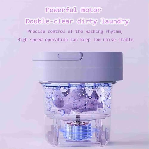 Portable Washing Machines, 8L Mini Washing Machine Foldable Washing Machine with 3 Modes, Travel Portable Washing Machine for Underwear, Sock, Baby Clothes, Camping, RV, Dorm, Apartment (Purple) - Image 3