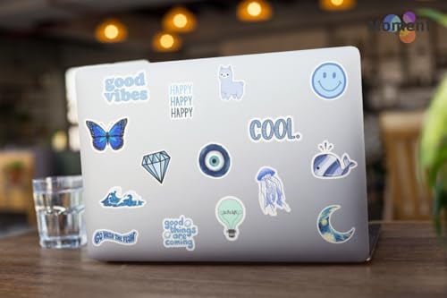 Image of 38Pcs Blue Aesthetic Vinyl Stickers - Blue Mood | Waterproof, Laminated, Reusable, Self-Adhesive Stickers for Laptop, Phone, Diary, Scrapbook, Journal, Gift Box, Aesthetic Room Decor