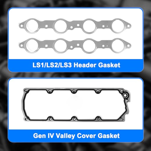 Image of LS9 Head Gasket Kit & LS Engine Complete Gaskets Set w /Gen IV (4) Valley Cover & Oil Pan Ga-sket - Compatible with LS1 LS6 LQ4 LQ9 4.8L 5.3L 5.7L 6.0L V8 Engines