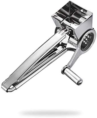 TONMA Multipurpose Rotary Cheese Grater with 1 Stainless Steel Handheld Drums for Parmesan, Mozzerella, Vegetables and More, Ergonomic Design