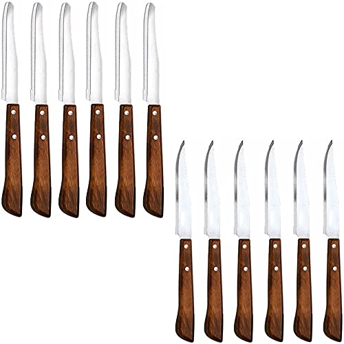 Coltello da tavola o bistecca pizza lama acciaio inox seghettata manico legno chiodato per bar pub cantina ristoranti casa-coltello tavola