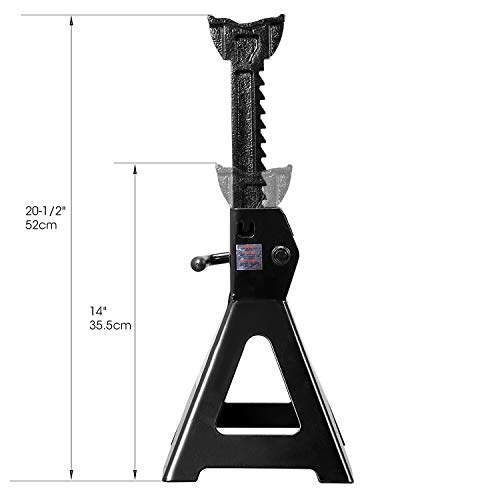 Image of Torin 3 Ton (6,000 LBs) Capacity Steel Jack Stands, 2 Pack, Black, AT43006B