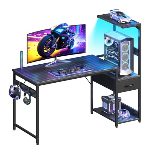 Casaottima 48 Inch Gaming Desk Storage & LED Lights,