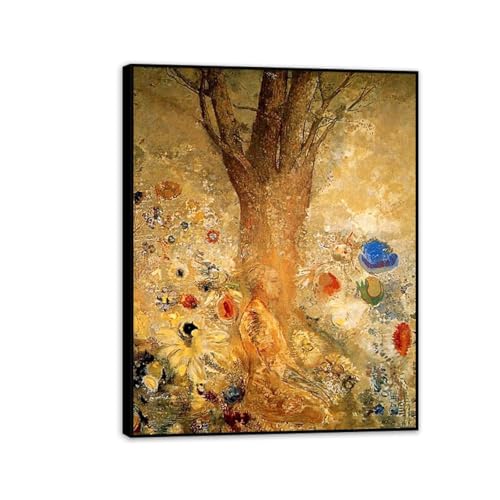 Peinture sur toile Odilon Redon Bouddha de 50x40 cm avec cadre noir