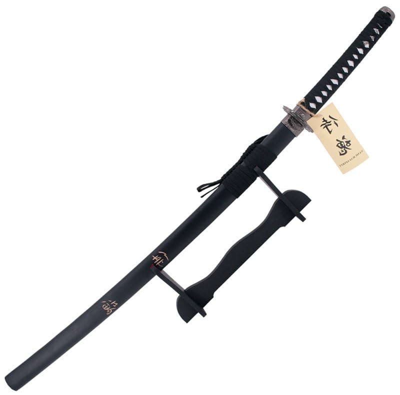 Katana Schwert echt Samurai Schwert aus Stahl mit Einer Scheide und Stand zur Dekoration für einen Sammler oder als Geschenk