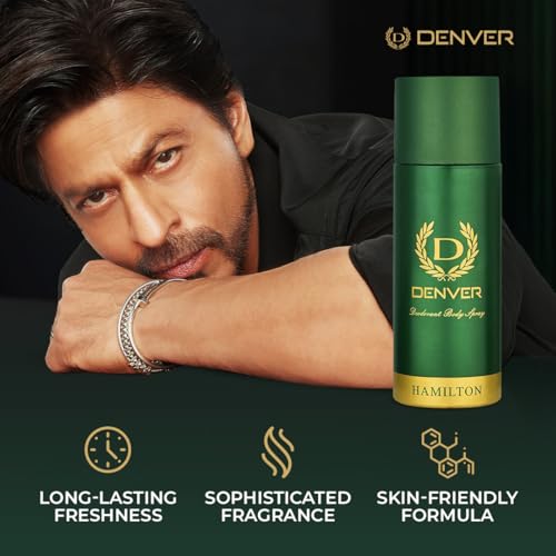 Denver Hamilton Deodorant Body Spray for Men, Pack of 4 (165 ml Each) | Long‑Lasting Fragrance and Odor Protection | Aromatic Blend of Lavender, Bergamot, Cedarwood & Musk