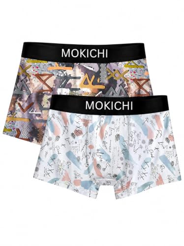 Image of Men's Printed Trunks, Pack of 2 | Abstract Geometric Design | Stretchable Elastic Waistband | Comfortable Regular Fit Underwear