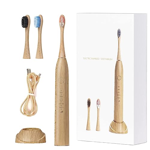 Electric Bamboo Toothbrush With 5 Cleaning Modes - Newly Upgraded IPX8 Waterproo