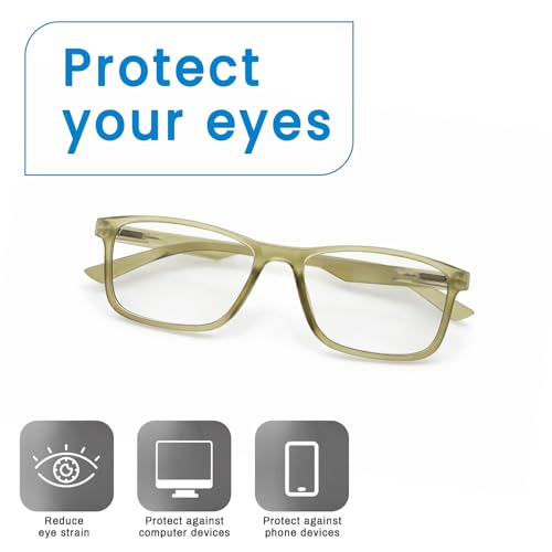 Image of UV Protection Glasses Blue Cut Blocking Harmful Rays Glasses for Men & Women Zero Power Computer Specs Eye Protection Lightweight Frame with Case & Cleaning Cloth