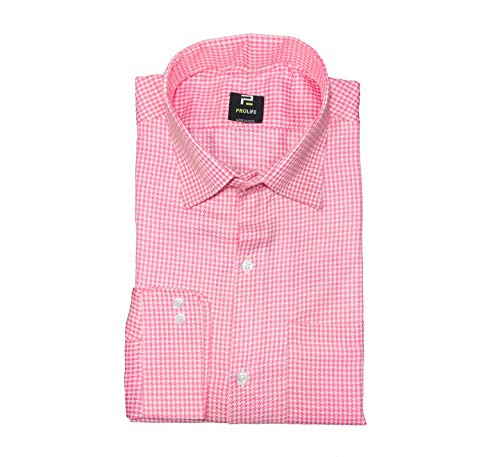Image of PROLIFE Men's Regular Fit Formal Full Sleeves Shirt (Pink Small Check)