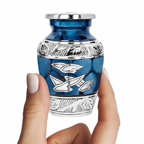Image of Trupoint Memorials Cremation Urns for Human Ashes for Male or Female, Funeral Memorial Urns for Men & Women, Blue Birds, 1 Keepsake