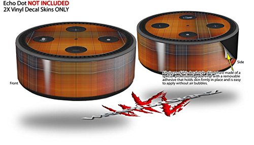Skin Wrap Decal Set 2 Pack for Amazon Echo Dot 2 - Plaid Pumpkin Orange (2nd Generation ONLY - Echo NOT Included)