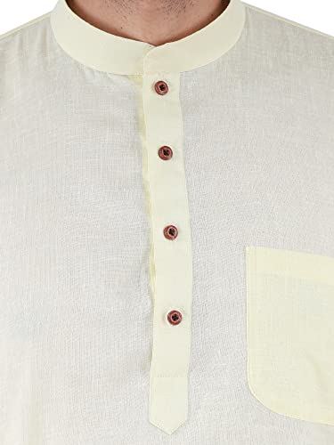 Image of JEXI Men's Cotton Blend Solid Kurta Pyjama Set - Knee-Length, Mandarin Collar, Full Sleeve, Ethnic Wear