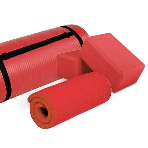 Image of BalanceFrom GoCloud All-Purpose 1-Inch Extra Thick High Density Anti-Tear Exercise Yoga Mat with Carrying Strap