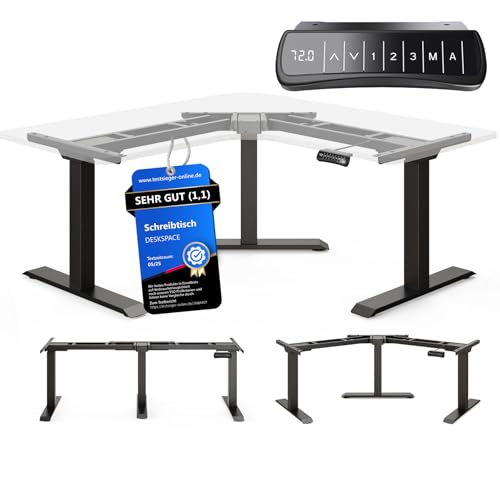 DESKSPACE Corner Elektrisch Höhenverstellbares Eckschreibtisch Gestell - 10 Jahre Gewährleistung,...