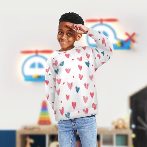 JUNZAN Cartoon Cute Love Hearts Big Girls Sweatshirt Hoodie Crewneck Sweatshirts for Boys Party 4T4