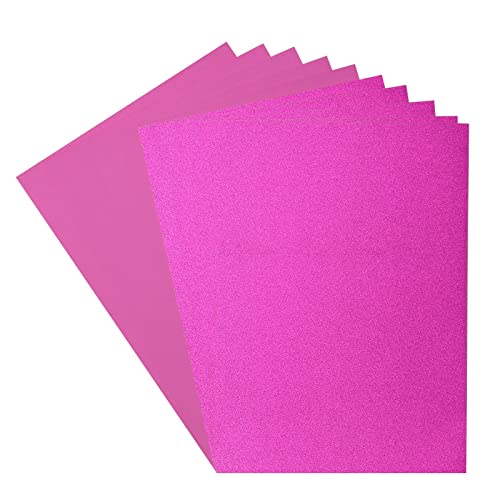 Carta e Cartoncino Glitterati Florence - Supporti colorati A4 per Creazione di Biglietti - Pink/Fuchsia - 10 Fogli - Carta colorata Scrapbooking, Biglietti e Lavori con Carta - 250/216 g/m²