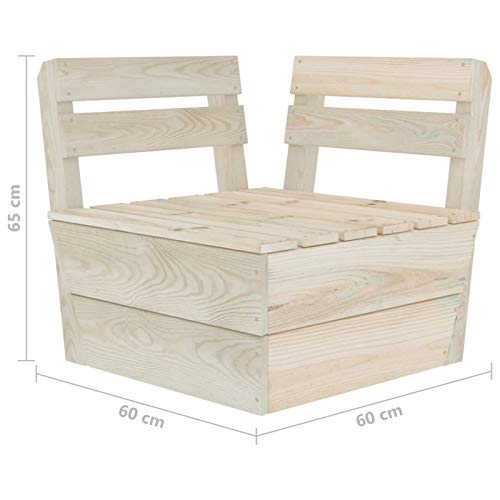 Homgoday Juego de sofás de jardín sobre palés, 5 piezas, de madera de abeto impregnado, sofá cama, sofá, salón, sofá, mueble sofá moderno, sofás para exterior, 2 esquinas + central + 2 mesas - imagen 6