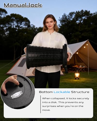 Image of Spisces 2026 Heavy Duty XXL Collapsible Stool | 1000lbs Capacity, 20-in Taller & 13-in Wider Foldable Retractable Telescoping Stool for Adults, Oversized Camping, Fishing, Concert, Event, Stadium