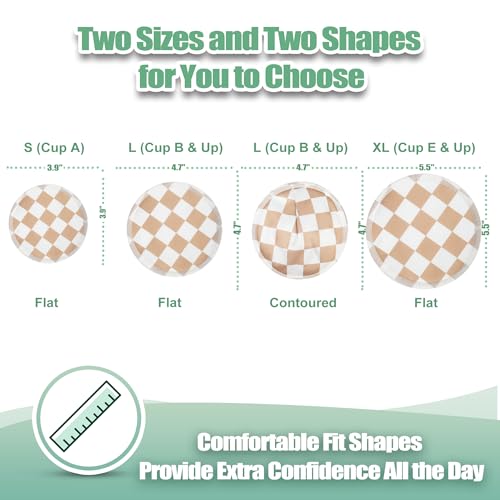 Image of wegreeco Nursing Breast Pads (14 Pack) + Laundry Bag & Travel Storage Bag, 4.7 inch - Washable & Reusable Breastfeeding Nursing Pads (Light Coffee, Black Checkerboard, Large, Contoured Shape)