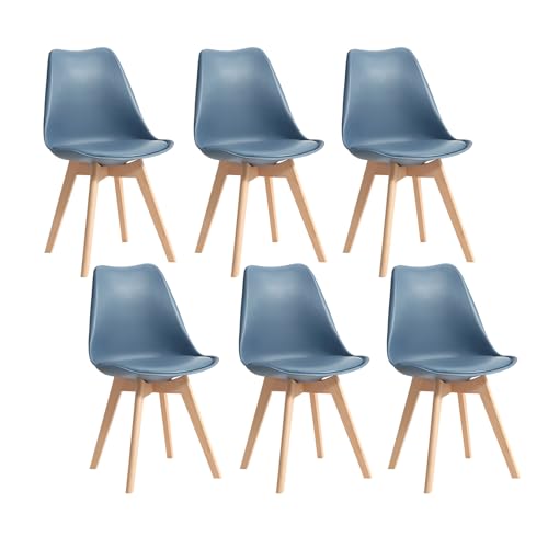 Ttatc Pack De 6 Sillas De Comedor Con Patas De Madera Maciza De Haya, Sillas De Cocina De Diseño Nórdico Sillas De Oficina De Madera Con Asiento Acolchado,Azul Marino Ttatc Pack De 6 Sillas De Comedor Con Patas De Madera Maciza De Haya, Sillas De Cocina De Diseño Nórdico Sillas De Oficina De Madera Con Asiento Acolchado,Azul Marino