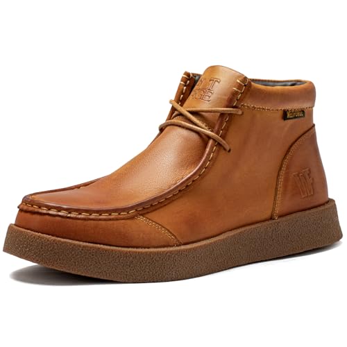WELTFORGE Mens Moc Toe Chukka Boots Leather Casual Desert Boot