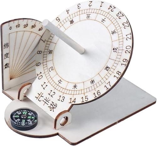 YuanHolumid Reloj de sol de madera, modelo científico, práctico modelo de reloj de sol de madera, temporizadores antiguos, decoración de escritorio para el hogar, relojes especiales