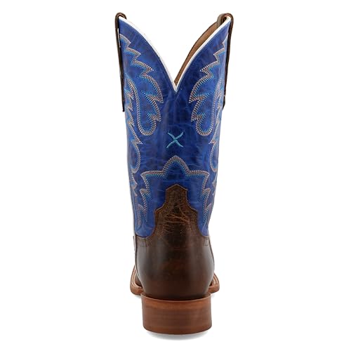 Image of Twisted X Men's 12 inch Rancher, Wide Square Toe with CellSole, Dark Chocolate & Brilliant Blue, 10 D